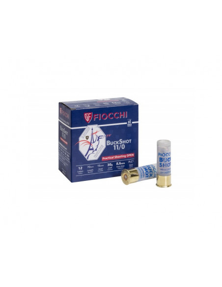 CARTUCCE COLPI MUNIZIONI  CALIBRO 12 FIOCCHI PALLETTONI 11/0 PRACTICAL SHOOTING OPEN 30 GRAMMI  8,6 MM