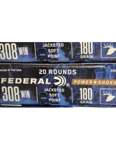 Cartucce Colpi  Munizioni Federal Ammunition Soft Point Calibro 308W 180 gr 20 pezzi