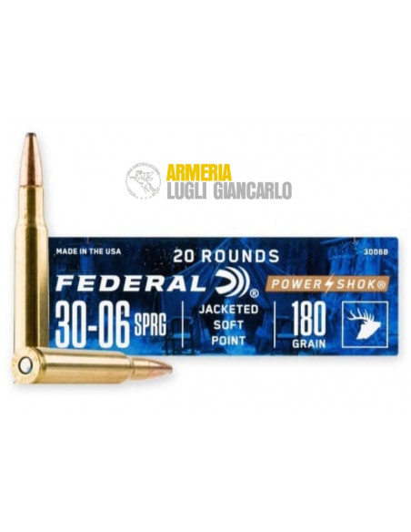 Cartucce Munizioni Colpi calibro 30-06 Federal 20 pezzi 180 grani Power Shok