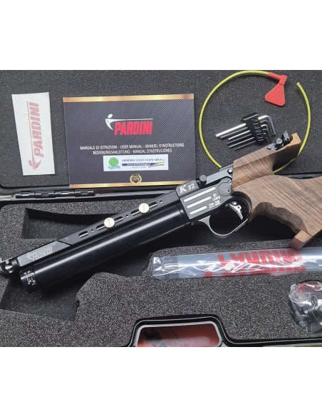 Pistola aria compressa Pardini K12 Pcp nera calibro 4, 5 con doppio serbatoio LIBERA VENDIRTA