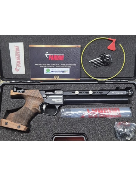 Pistola aria compressa Pardini K12 Pcp nera calibro 4, 5 con doppio serbatoio LIBERA VENDIRTA