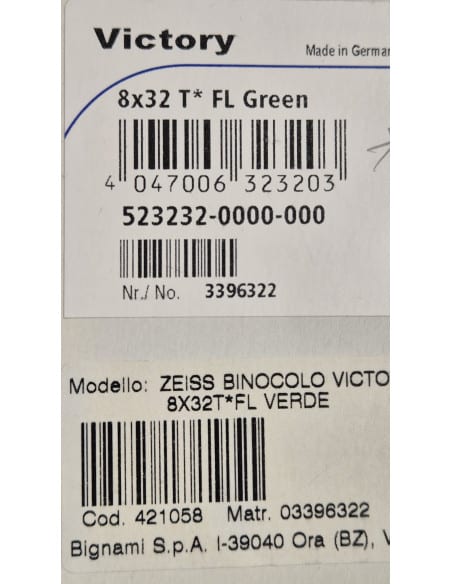 Binocolo Zeiss  Victory Green  8X32 fl 3242 421058