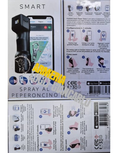 Smart Defense Spray al pepeoroncino Plegium con chiamata diretta  luce led per agressioni difesa personale allarme integrato