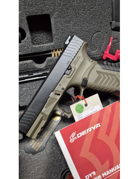 Pistola semiautomatica calibro 9x19 Derya modello MDY9 4' pollici in polimero verde oliva e nera