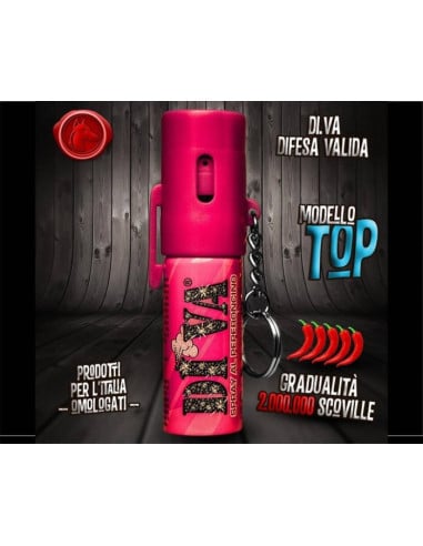 Spray al peperoncino DIVA Top Pink Lo spray antiaggressione al peperoncino Di.Va con portachiave