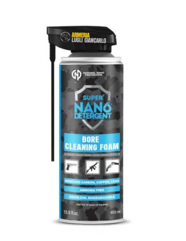 PULIZA ARMI CANNE BORE CLEANING FOAM 400ML GENERAL NANO PROTECTION  CONFEZIONE DA 12PEZZI SCHIUMA DETERGENTE 400 ml
