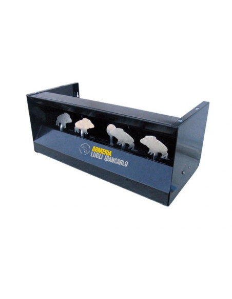 Bersaglio Armeria Lugli reattivo magnetico con 4 cinghiali come bersagli più bersaglio tondo reset centrale
