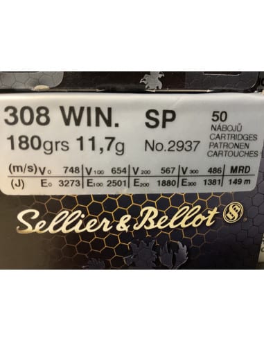 SELLIER & BELLOT MUNIZIONI CALIBRO 308 WIN. FMJ 180 GRS (CONF. 50 PZ) BULK PACKING V331582