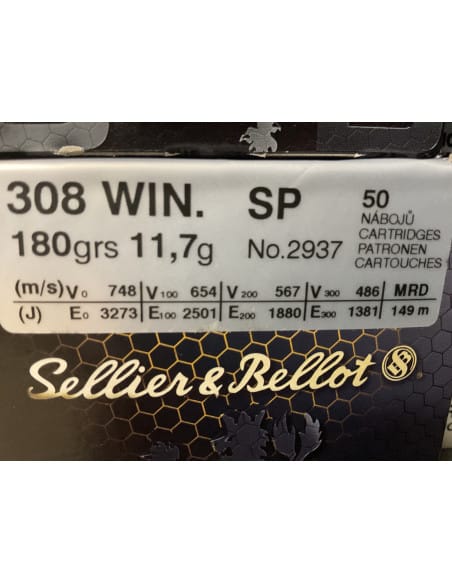 SELLIER & BELLOT MUNIZIONI CALIBRO 308 WIN. FMJ 180 GRS (CONF. 50 PZ) BULK PACKING V331582