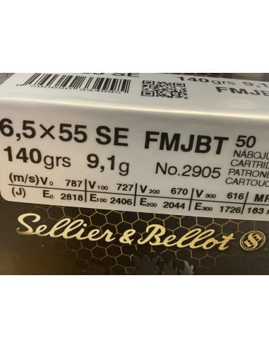 SELLIER & BELLOT MUNIZIONI CALIBRO 6,5X55 FMJ 140 GRS (CONF. DA 50 PZ) BULK PACKING V334992 50 MUNIZIONI