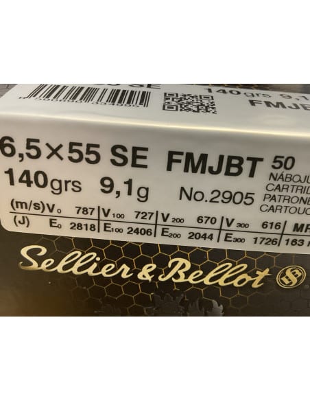 SELLIER & BELLOT MUNIZIONI CALIBRO 6,5X55 FMJ 140 GRS (CONF. DA 50 PZ) BULK PACKING V334992 50 MUNIZIONI