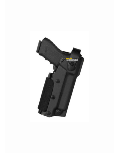 FONDINA VEGA HOLSTER POLIMERO CON PORTA TORCIA CON SICURA SOPRA  PER PSITOLA CZ P10 VKZ883 Weapons light polymer holsters