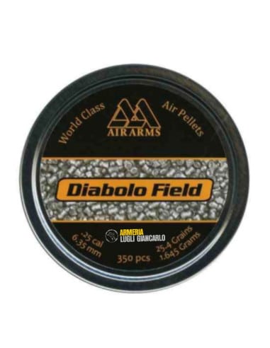Pallini in piombo per carabine Air Arms Diabolo Field calibro  6,35 25,4 grani / 1.645 grammi Confezione da 350 pezzi