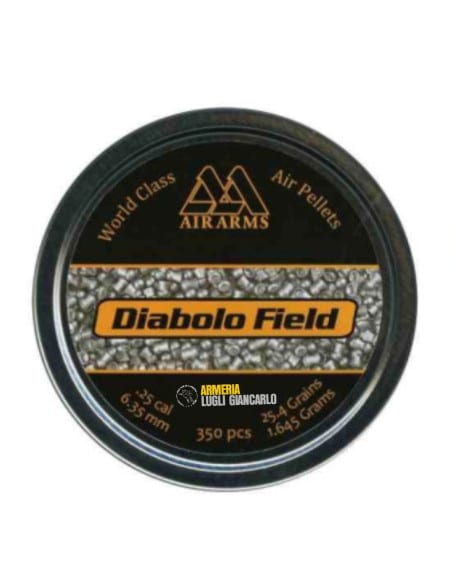 Pallini in piombo per carabine Air Arms Diabolo Field calibro  6,35 25,4 grani / 1.645 grammi Confezione da 350 pezzi