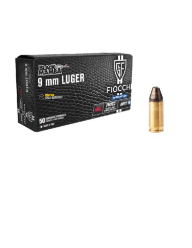 FIOCCHI CARTUCCE CALIBRO 9 LUGER 9x19 FMJ BLACK MAMBA 100grs *Conf. da 50pz*