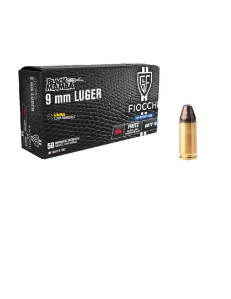 FIOCCHI CARTUCCE CALIBRO 9 LUGER 9x19 FMJ BLACK MAMBA 100grs *Conf. da 50pz*
