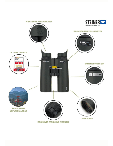 STEINER Binocolo eRanger LRF 10x42 con telemetro Misura della distanza  25 bis 3000 marticolo 23180900