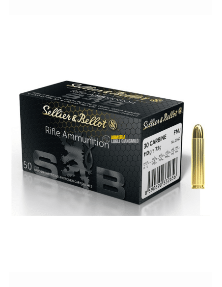 Colpi per carabine Sellier & Bellot calibro 30 Carbine ( 30 M1 ) Palla 110 gr FMJ Confezione da 50 munizioni
