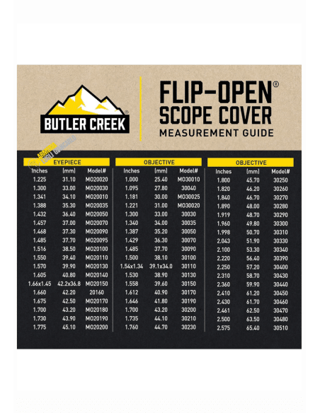 FLIP OPEN EYEPIECE LENS COVERS - BUTLER CREEK EYEPIECE LENS COVER 30 OBJ 3X9
