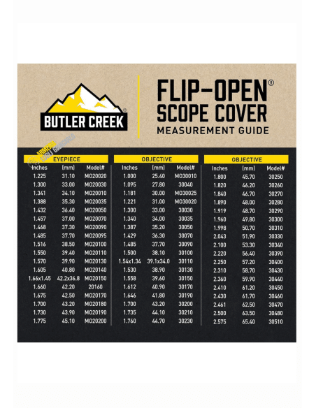 FLIP OPEN EYEPIECE LENS COVERS - BUTLER CREEK EYEPIECE LENS COVER  58.7 MM 2.310' 30430