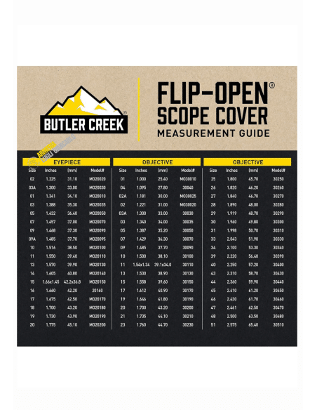 FLIP OPEN EYEPIECE LENS COVERS - BUTLER CREEK EYEPIECE LENS COVER  58.7 MM 2.310' 30430
