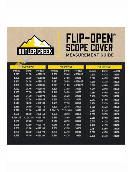 FLIP OPEN EYEPIECE LENS COVERS - BUTLER CREEK EYEPIECE LENS COVER 62.5 MM 2.461' 30470