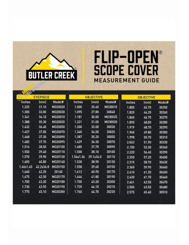 FLIP OPEN EYEPIECE LENS COVERS - BUTLER CREEK EYEPIECE LENS COVER 62.5 MM 2.461' 30470