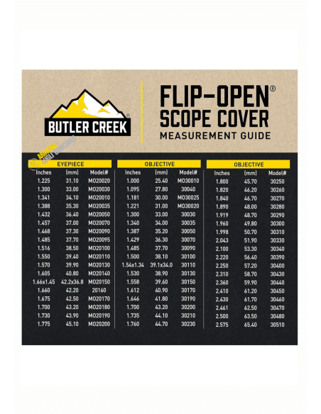 FLIP OPEN EYEPIECE LENS COVERS - BUTLER CREEK EYEPIECE LENS COVER 62.5 MM 2.461' 30470