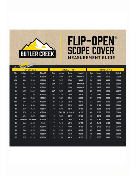FLIP OPEN EYEPIECE LENS COVERS - BUTLER CREEK EYEPIECE LENS COVER 43.2 MM 1.700' M020180