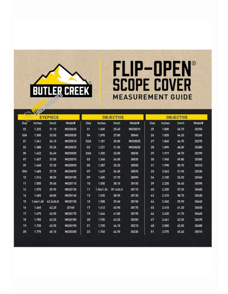FLIP OPEN EYEPIECE LENS COVERS - BUTLER CREEK EYEPIECE LENS COVER 39.9 MM 1.570' M020130