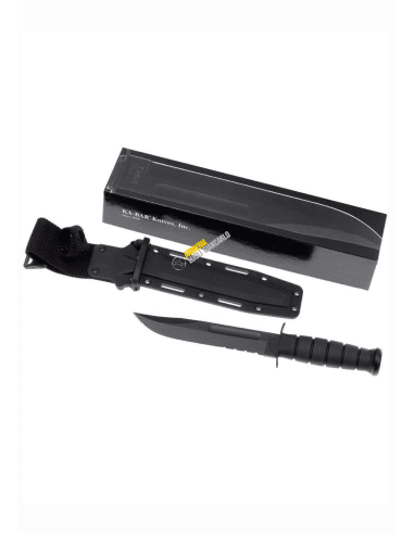 KA-BAR colore nero  coltello USMC 1214 parzialmente seghettato, Kraton, fodero kydex