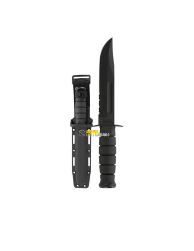 KA-BAR colore nero  coltello USMC 1214 parzialmente seghettato, Kraton, fodero kydex