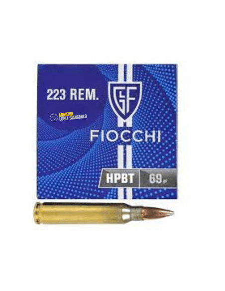 Cartucce colpi munizioni Fiocchi calibro 223 palla HPBT 69 GRANI 20 PEZZI