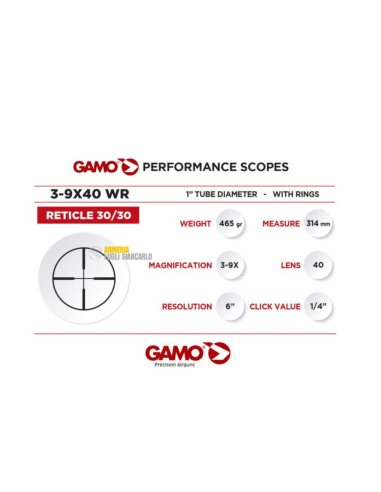 Ottica GAMO Air Rifle Scope Cannocchiale 3-9X40 W1PM