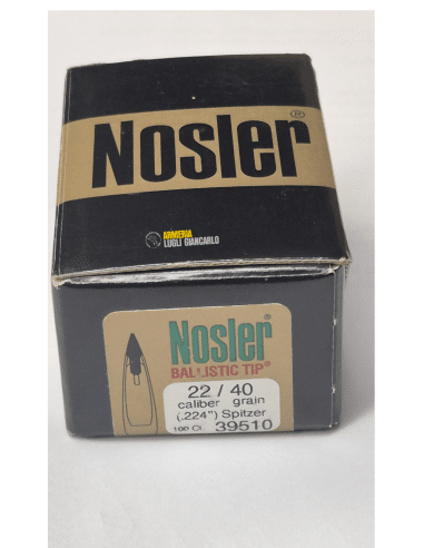 Palle Nosler Ballistic Tip Spitzer calibro 22  (224'') 40 gr codice 39510 confezioni da 100 pezzi