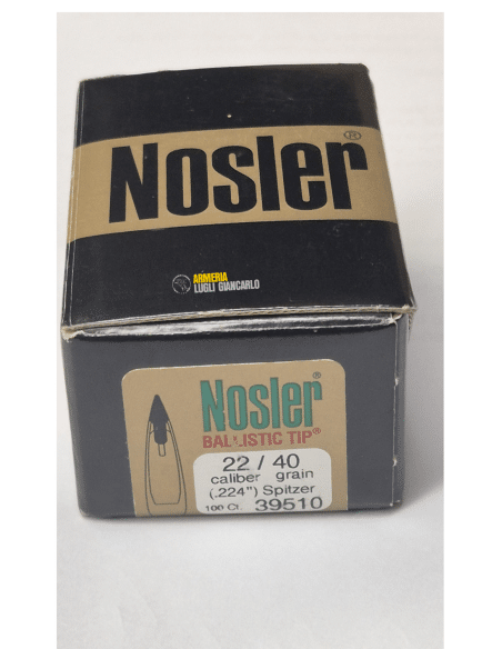 Palle Nosler Ballistic Tip Spitzer calibro 22  (224'') 40 gr codice 39510 confezioni da 100 pezzi
