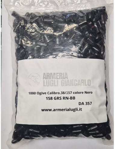 Palle Ogive Armeria Lugli nostra produzione Black color ( verniciate ) 158 GRS RN-BB ( .38/357" ) conf. 1000 pz
