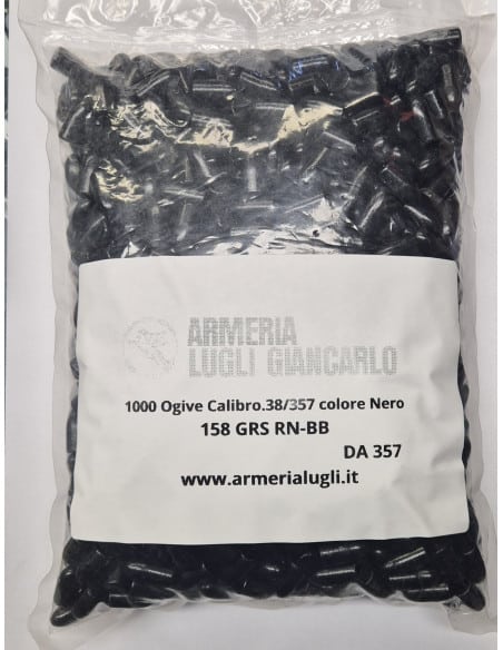Palle Ogive Armeria Lugli nostra produzione Black color ( verniciate ) 158 GRS RN-BB ( .38/357" ) conf. 1000 pz