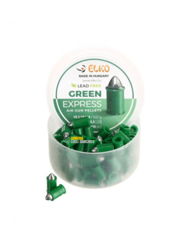 Pellet GREEN EXPRESS LK502 - Calibro 5,5mm - 0,67g - 100pz - ELKO Codice: LK502 Categoria: Diaboli / Pallini Marchio: Elko