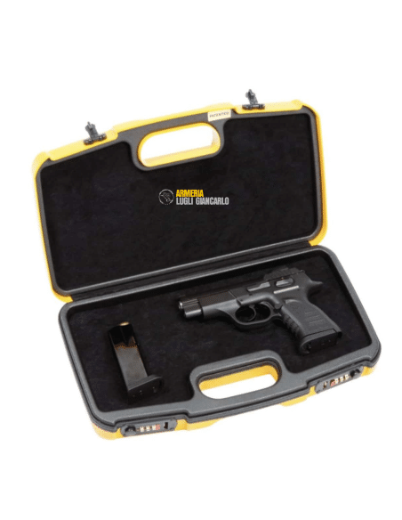 Valigetta pistola colore giallo in ABS con chiusura a combinazione da 38,5 cm CODICE ARTICOLO: 2018PL Misure: 385 x 223 x 80 cm
