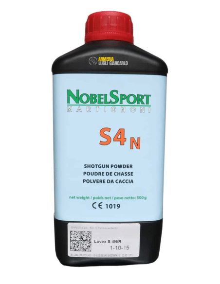 Polvere da sparo S4N Nobel Sport Cal 12 1,45 x 32 Cal 16 1,33 x 28 Cal 20 1,15 x 26.