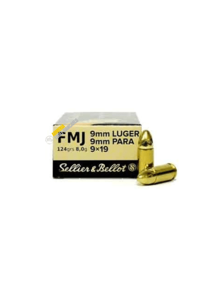 COLPI PER PISTOLA MUNIZIONI SELLIER & BELLOT CALIBRO 9 LUGER 9X19 9 PARA  124 GR 8.0