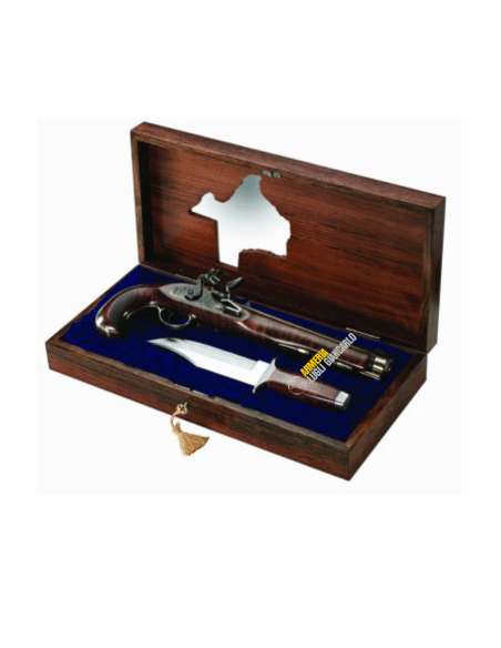 PEDERSOLI PISTOLA AD AVANCARICA NAVY CAL.45 A PIETRA FOCAIA IN COFANETTO CON COLTELLO BOWIE (C.964) DI LIBERA VENDITA  PD000012