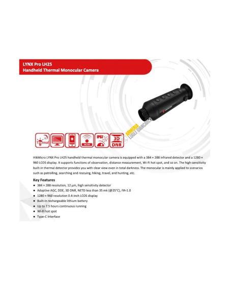 Monocolo termico Hikmicro LYNX PRO HD LH25 2.0 rilevamento di 1200 metri COD: HM-LH25.2 VISORI TERMICI €1297