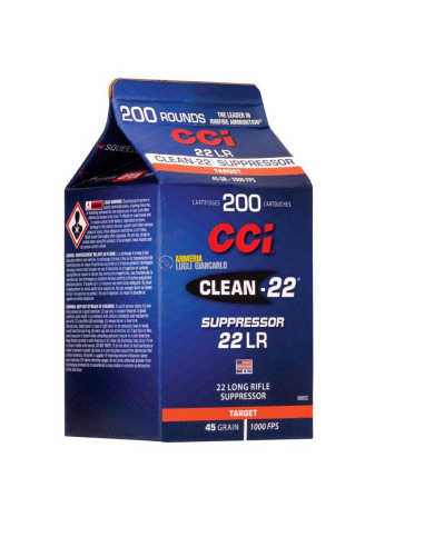 Colpi munizioni calibro 22 LR CCI Clean Suppressor Target 45 grani 1000 fps 200 pezzi