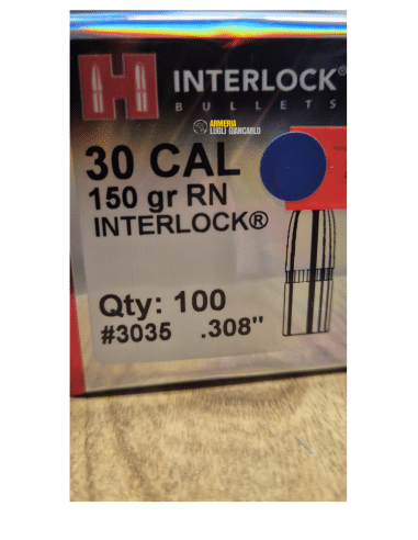 Palle da ricarica ogive HORNADY Palle Interlock 308" 150gr RN 3035 (100pz)