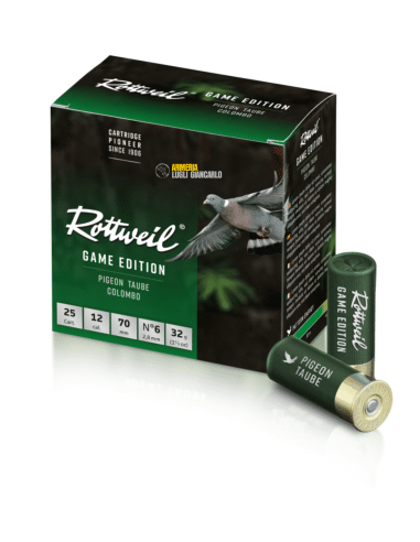Cartucce da caccia CALIBRO 12  Rottweil game edition per colombo calibro 12 piombo n.6 32 gr scatola da 25