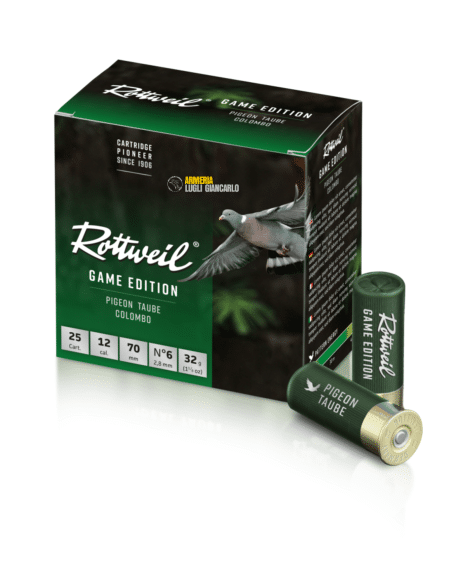 Cartucce da caccia CALIBRO 12  Rottweil game edition per colombo calibro 12 piombo n.6 32 gr scatola da 25