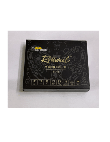 Cartucce da caccia Rottweil Waidmannsheil pappe calibro 12 36 gr piombo n.3 scatola da 10 con cartuccia in cartone