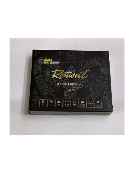 Cartucce da caccia Rottweil Waidmannsheil pappe calibro 12 36 gr piombo n.3 scatola da 10 con cartuccia in cartone